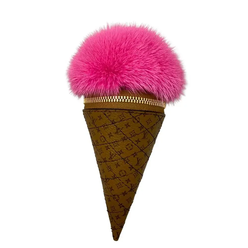Louis Vuitton Bag Charm Pink Monogram Reverse Fur